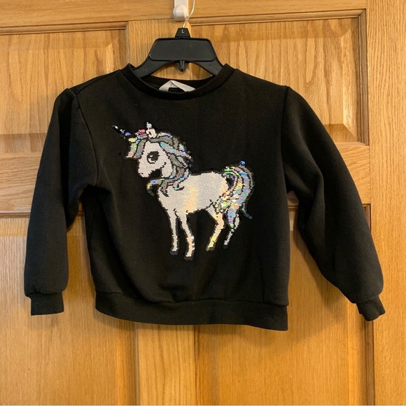 H&M Other - H&M Flip Sequin Unicorn Sweatshirt Black Flippy Girls Size 6X-7 Lovingly Preworn